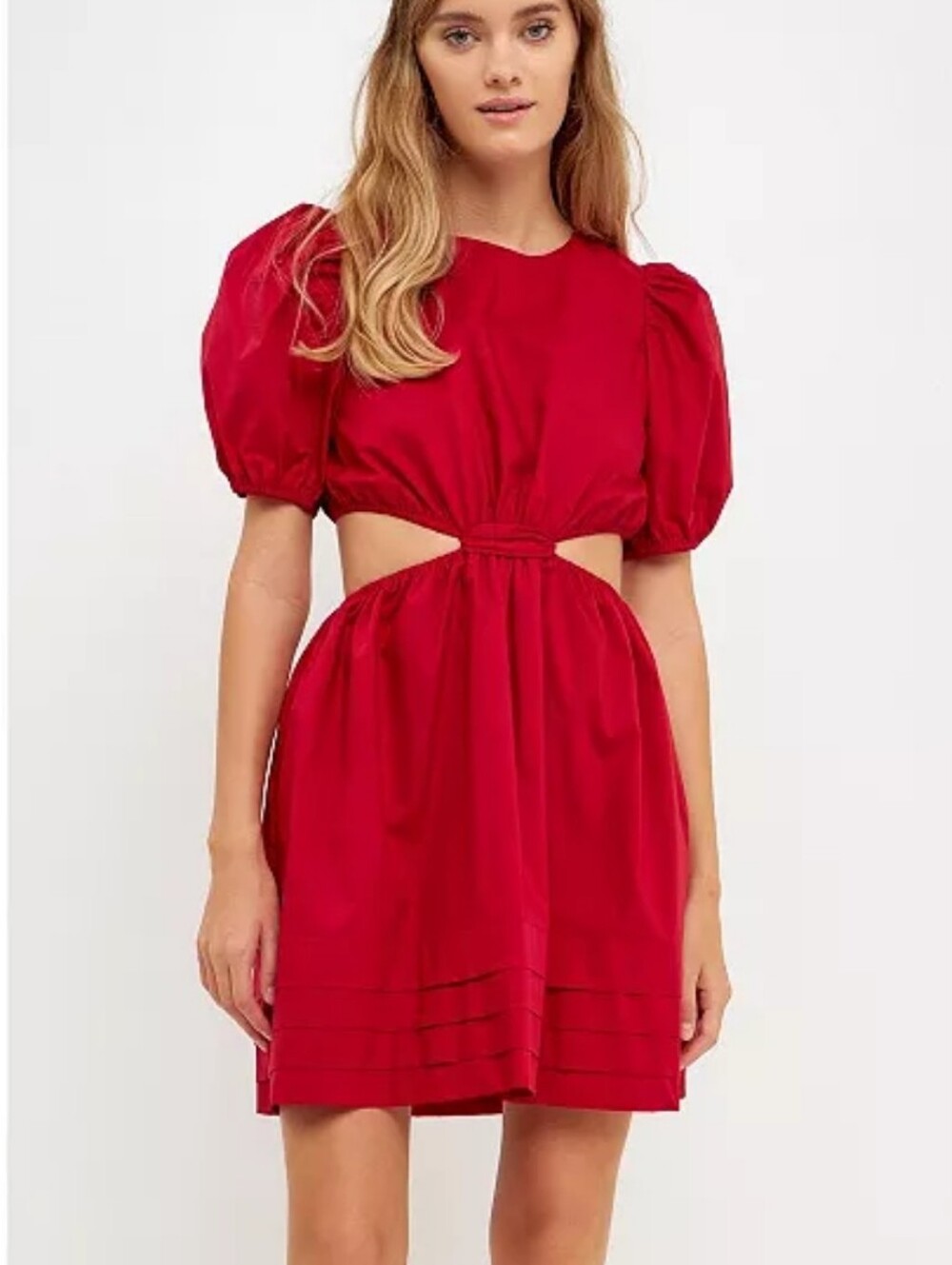 English Factory Red Cut Out Pleated Mini Dress, Sz XS